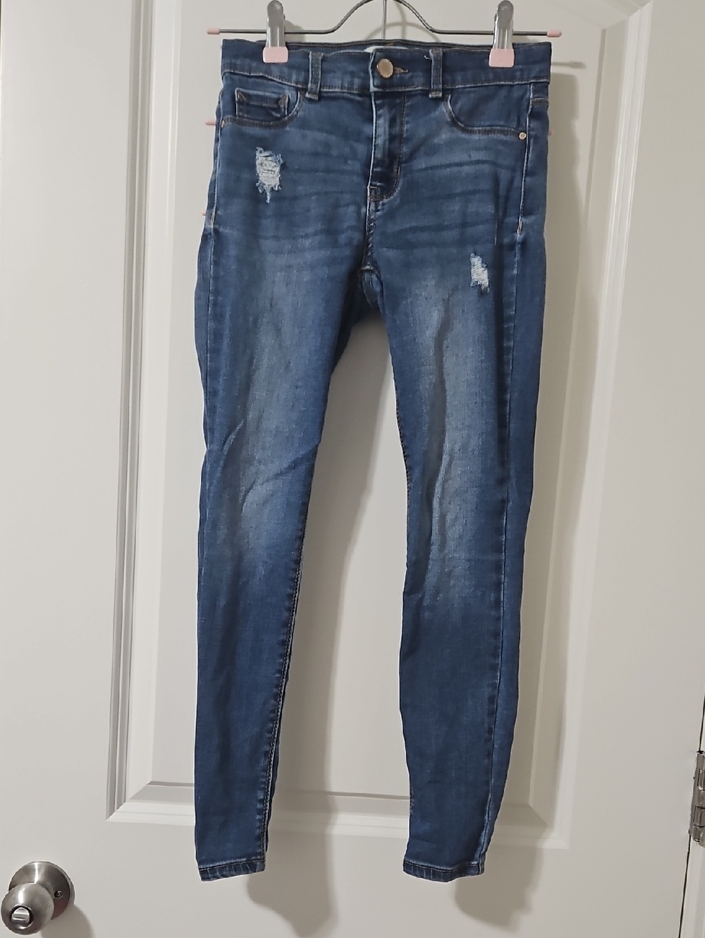Jordache Dark Blue Skinny Jeans with Distressed Accents